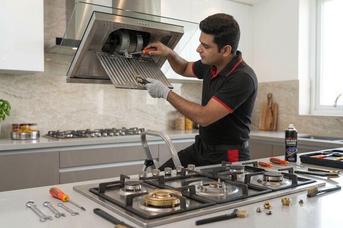 Kitchen chimney repair and filter cleaning